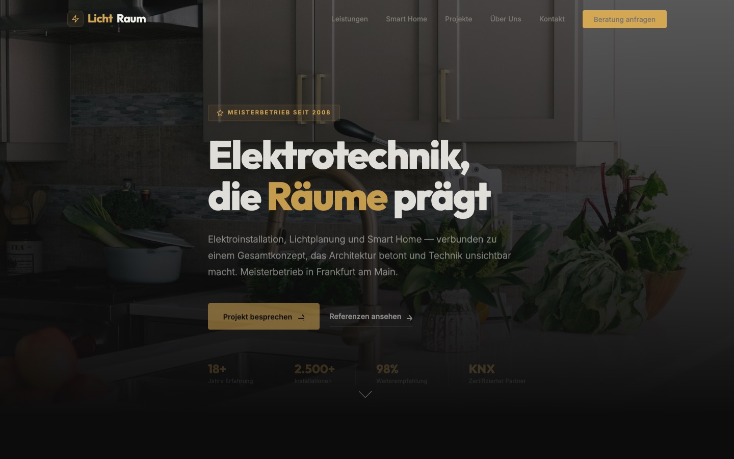 Website für Elektro & Lichtdesign LichtForm Frankfurt