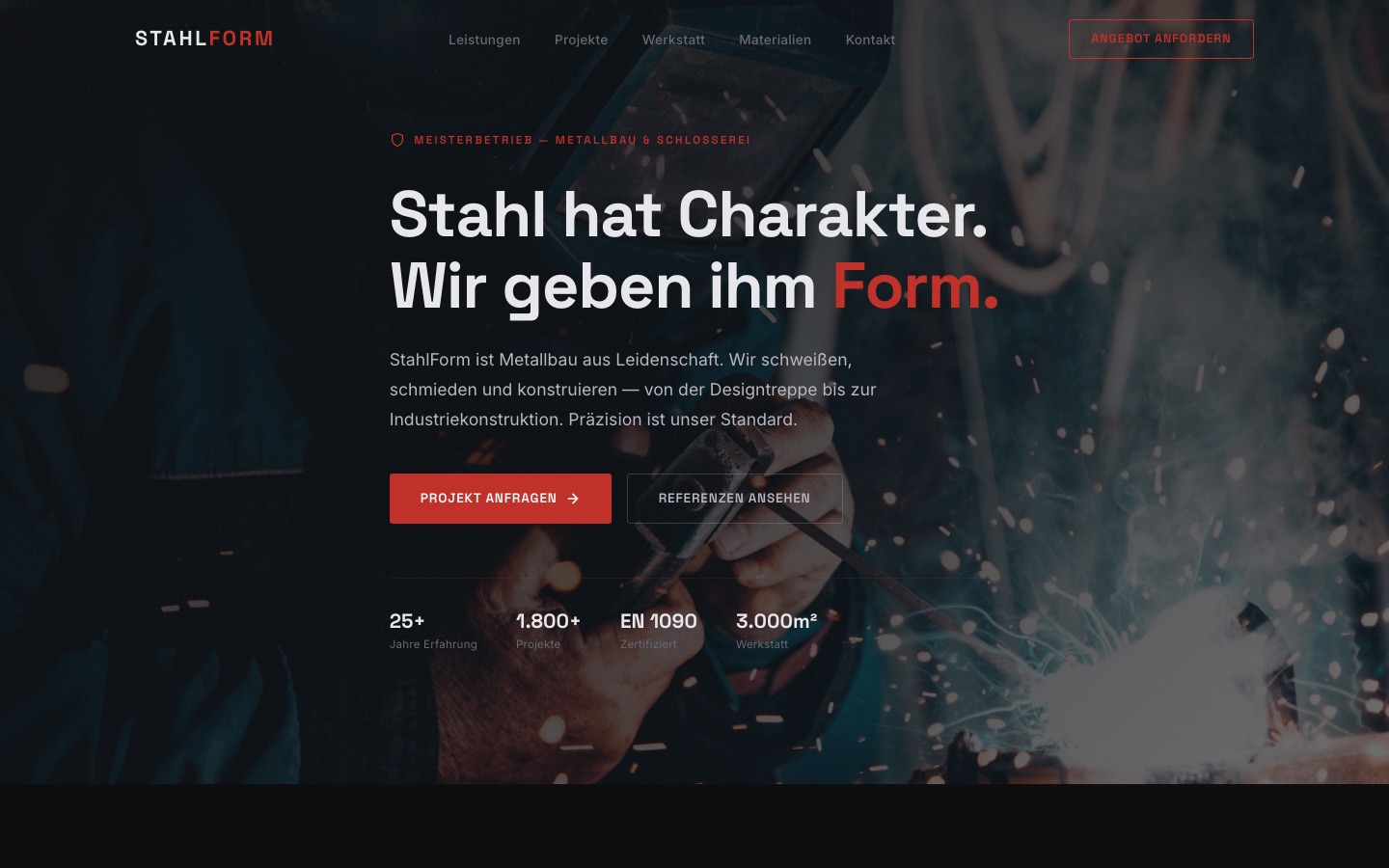 Website für Metallbau & Schlosserei StahlForm Essen